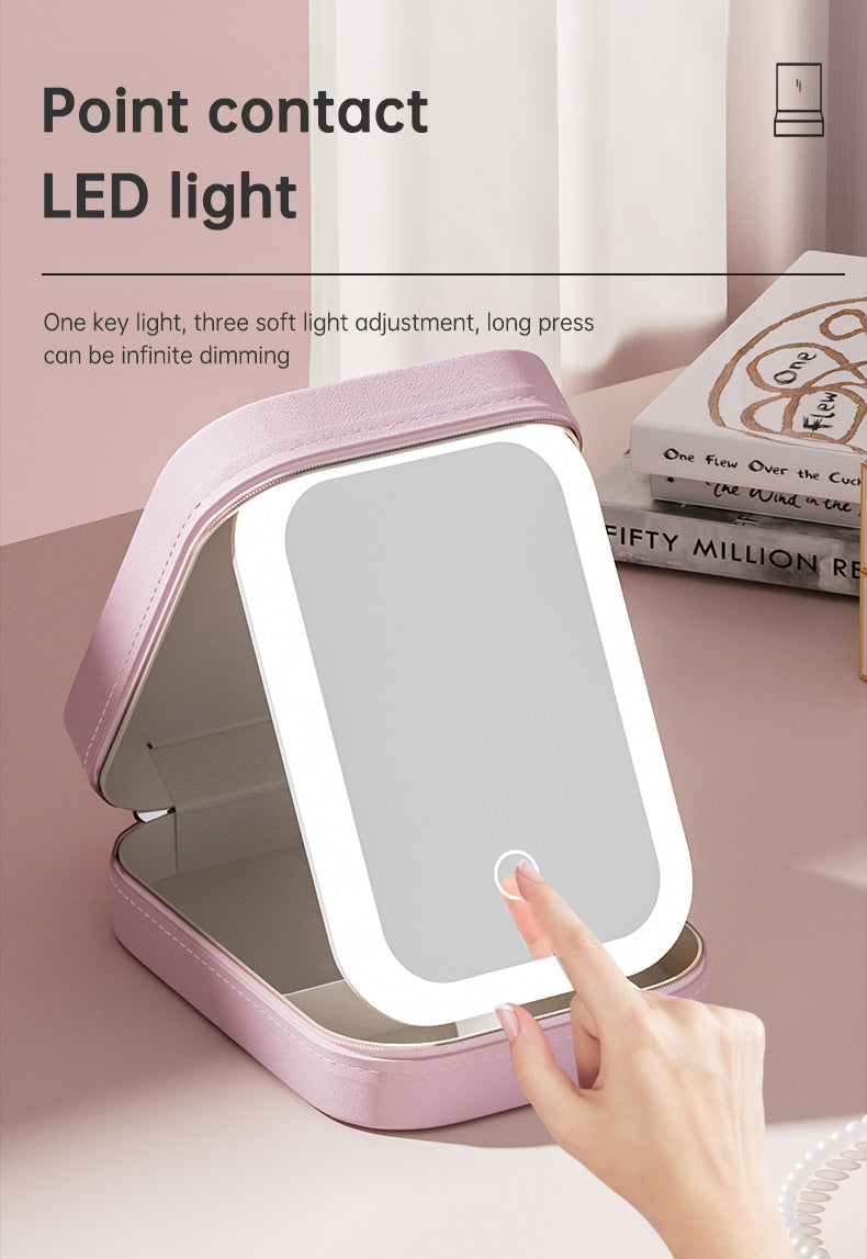 Portable LED Mirror Makeup Bag