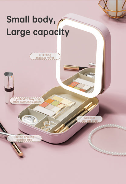 Portable LED Mirror Makeup Bag