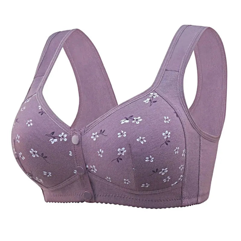 Large Size Printing Non-steel Ladies Bra Front Opening and Closing Underwear