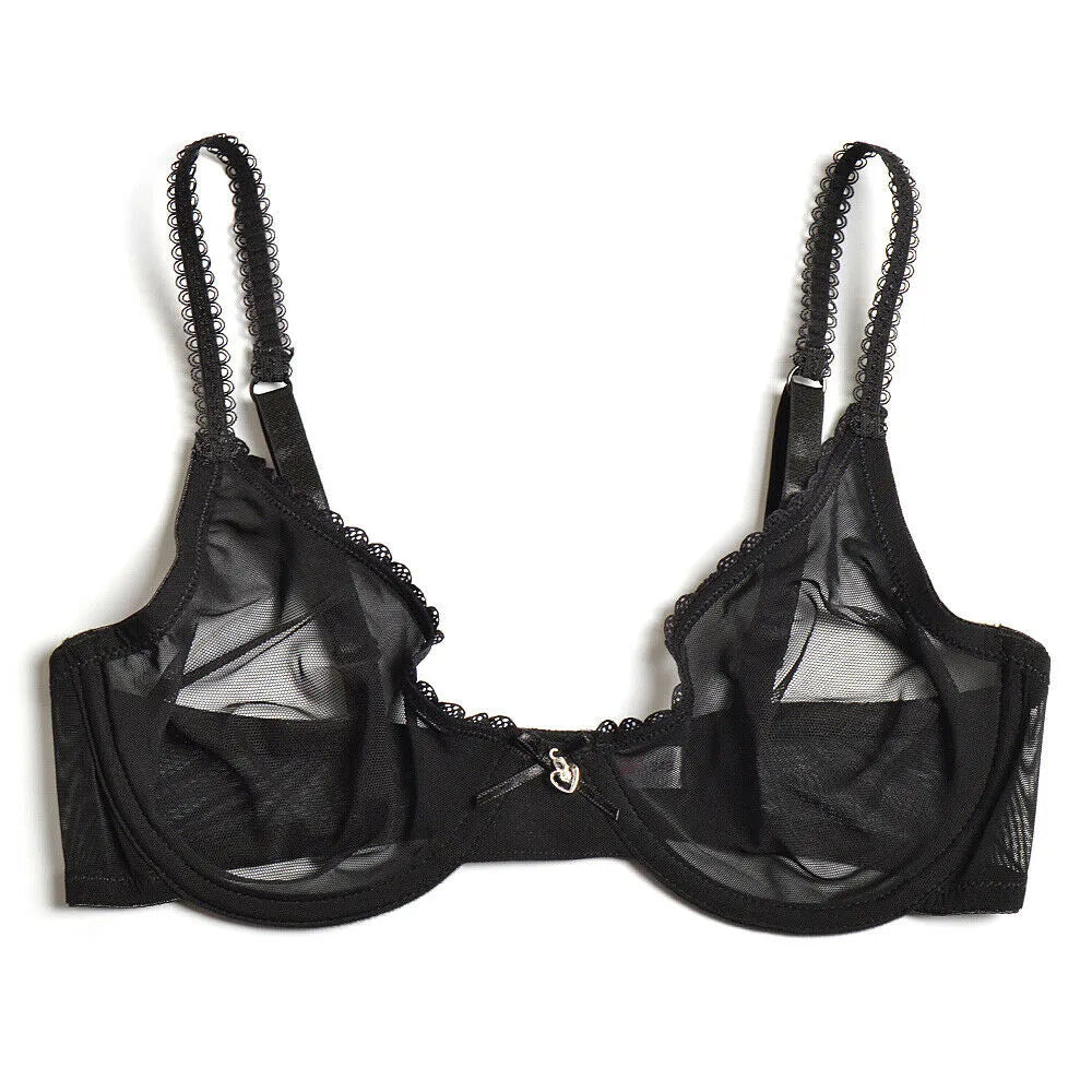 YBCG Sexy Black Bra Lace Mesh See Through Underwear