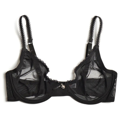 YBCG Sexy Black Bra Lace Mesh See Through Underwear