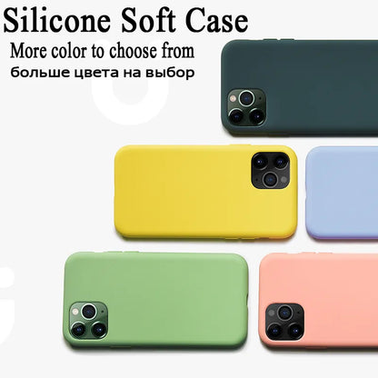 For iPhone 11 12 Pro  Max Case Original Liquid Silicone Soft Cover Shockproof Phone Case