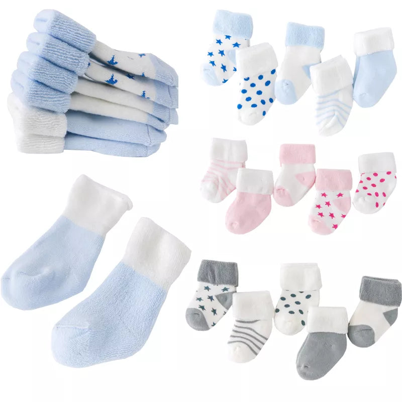 5Pair/lot New boy and girl  baby socks thick newborn