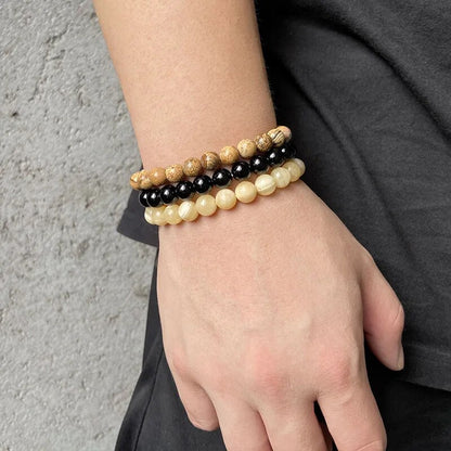 8mm Natural Stone Bracelet Set 3Pcs/set