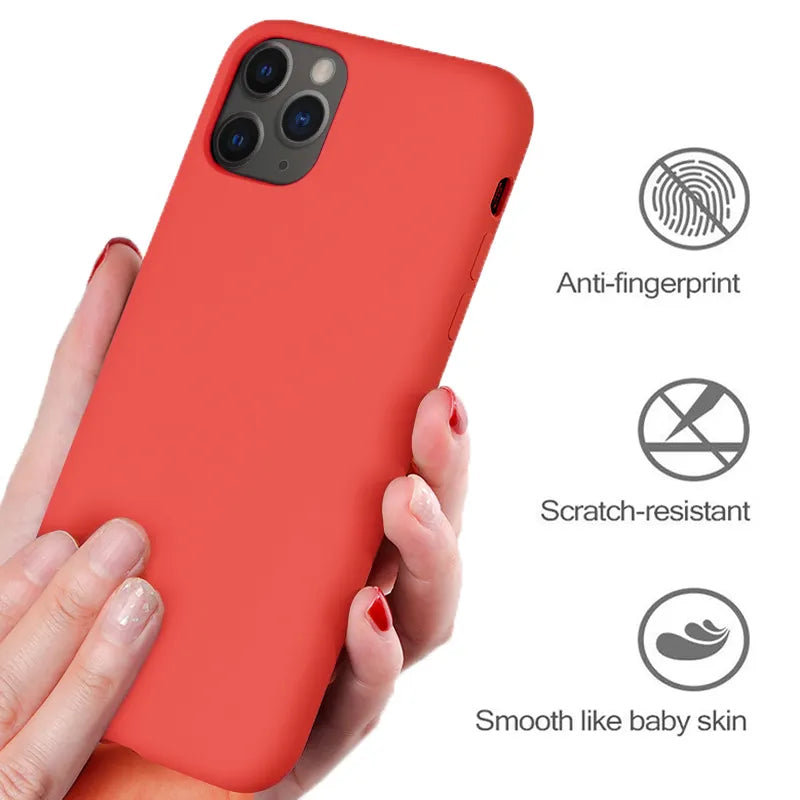 For iPhone 11 12 Pro  Max Case Original Liquid Silicone Soft Cover Shockproof Phone Case