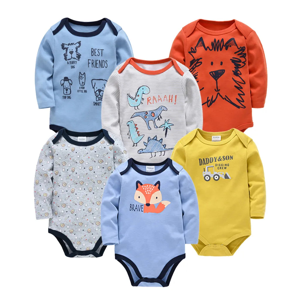 Kavkas Baby Boys Girls Bodysuit 6 PCS 3 PCS Long Sleeve