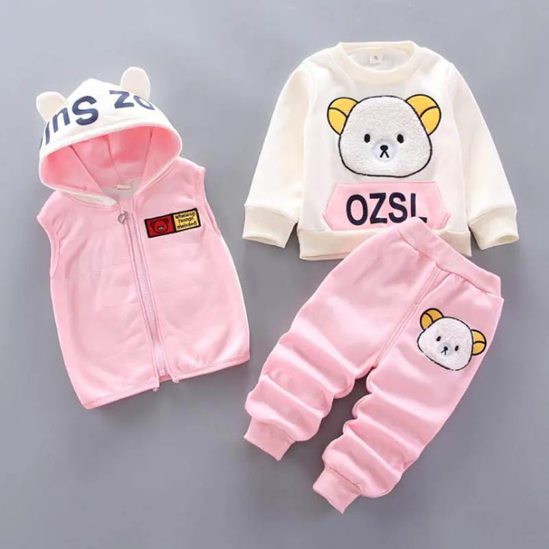 Baby Boys And Girls Clothing Set Tricken Fleece Children Hooded Outerwear