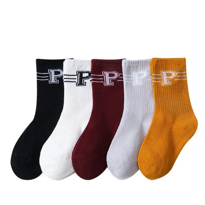 5 Pairs/Lot Autumn Winter High Elastic Simple Children Socks