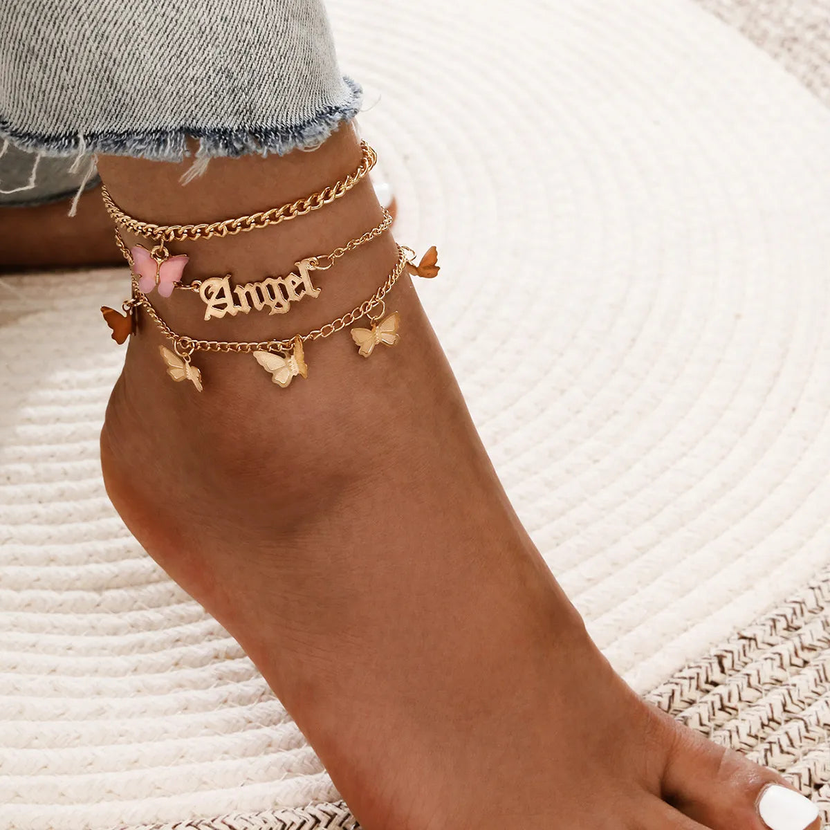 Bohemian Key Charm Anklet Set