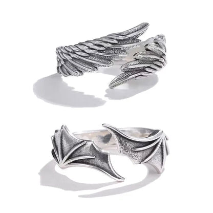 Retro Angel Demon Wing Couples Rings