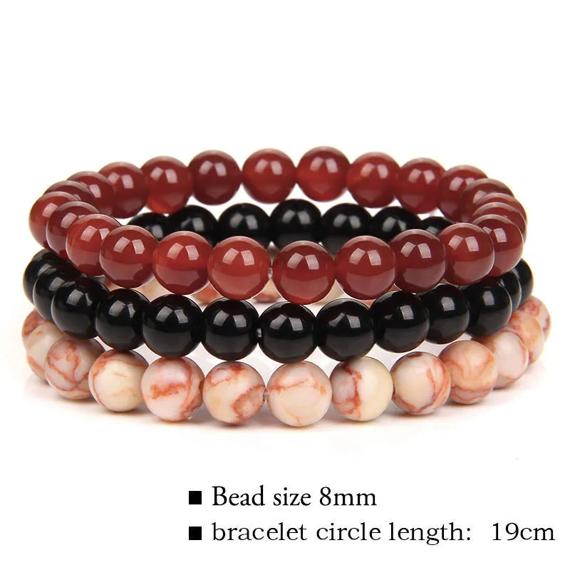 8mm Natural Stone Bracelet Set 3Pcs/set