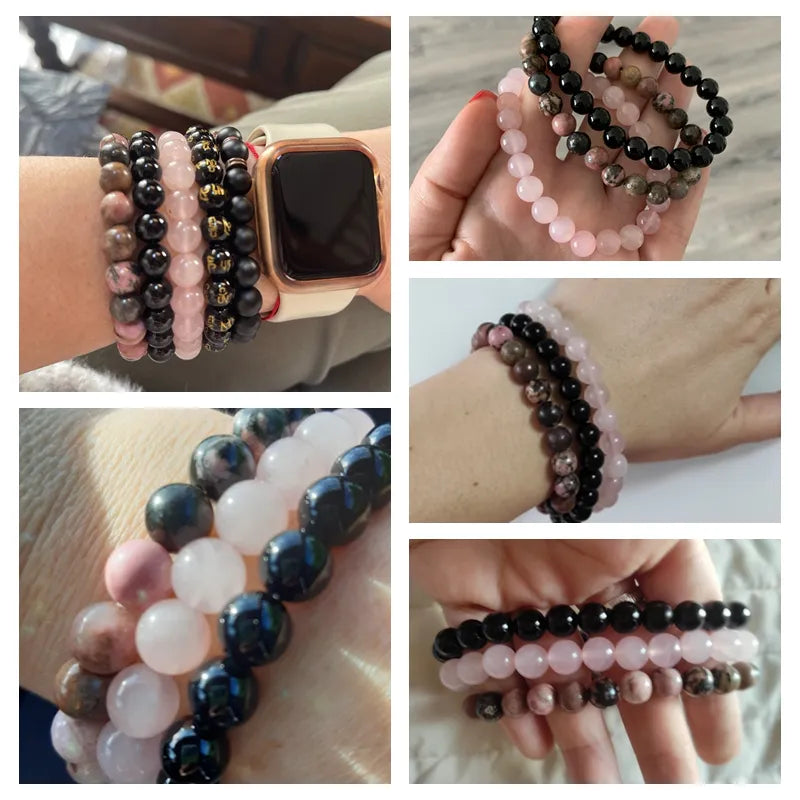 8mm Natural Stone Bracelet Set 3Pcs/set