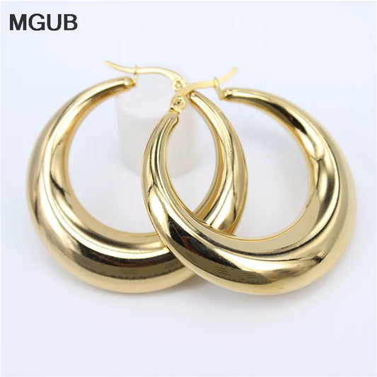 Smooth Exquisite Big Circle Hoop Earrings