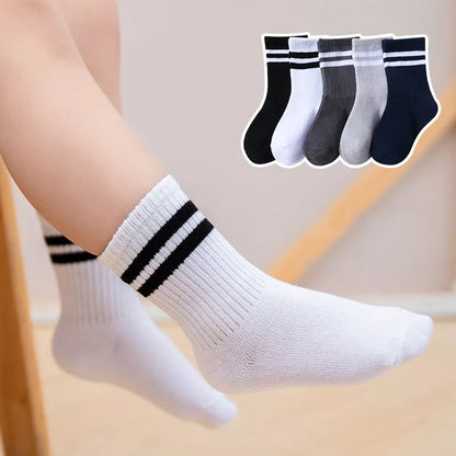 5 Pairs/Lot Autumn Winter High Elastic Simple Children Socks