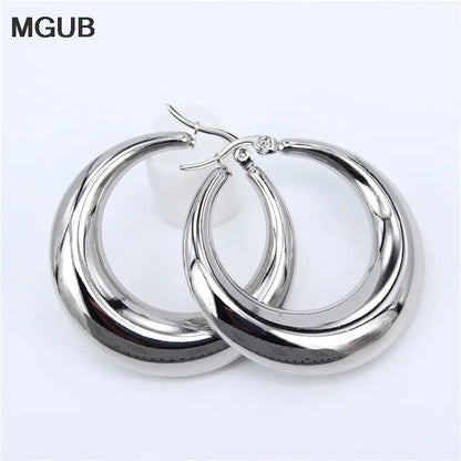 Smooth Exquisite Big Circle Hoop Earrings