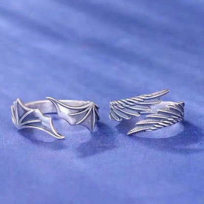 Retro Angel Demon Wing Couples Rings