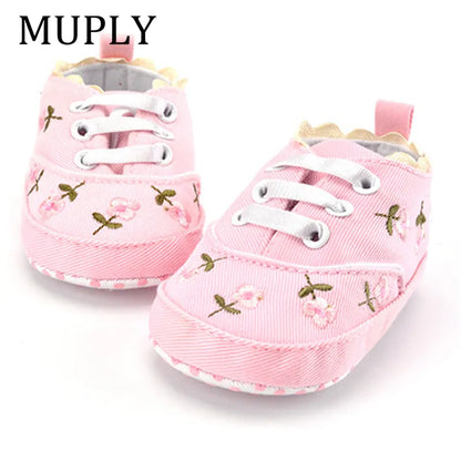 Baby Girl Shoes White Lace Floral Embroidered Soft Shoes