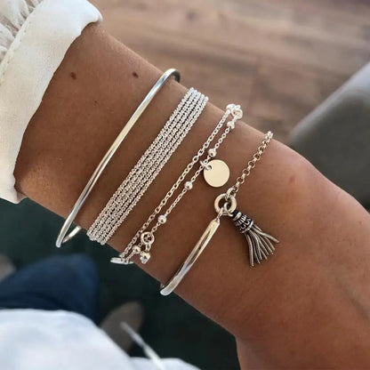 4PCS/Set Boho Geometric Tassel Chain Bracelet