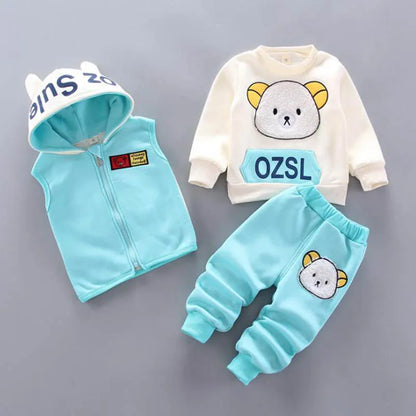 Baby Boys And Girls Clothing Set Tricken Fleece Children Hooded Outerwear