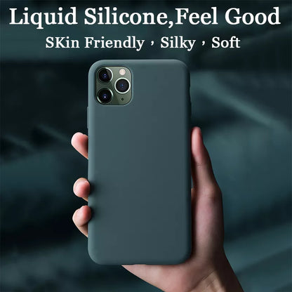 For iPhone 11 12 Pro  Max Case Original Liquid Silicone Soft Cover Shockproof Phone Case