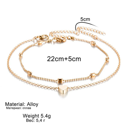 Simple Heart Female Anklets