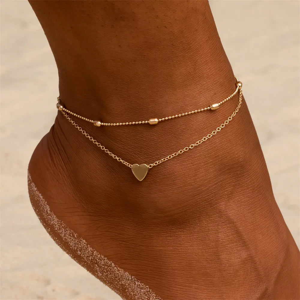 Simple Heart Female Anklets