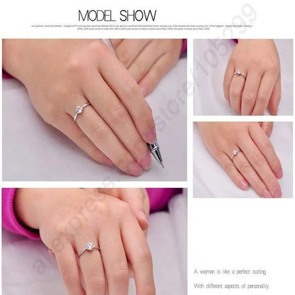 Elegant Classic Real 925 Sterling Silver Finger Rings