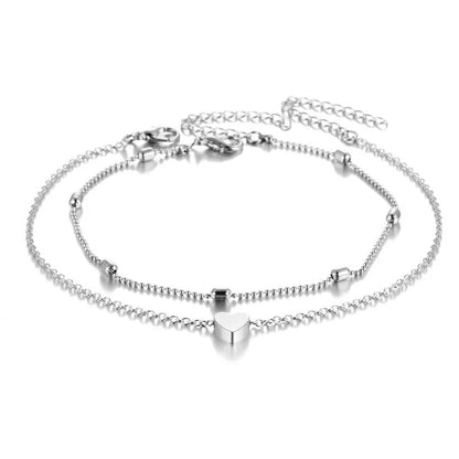 Simple Heart Female Anklets