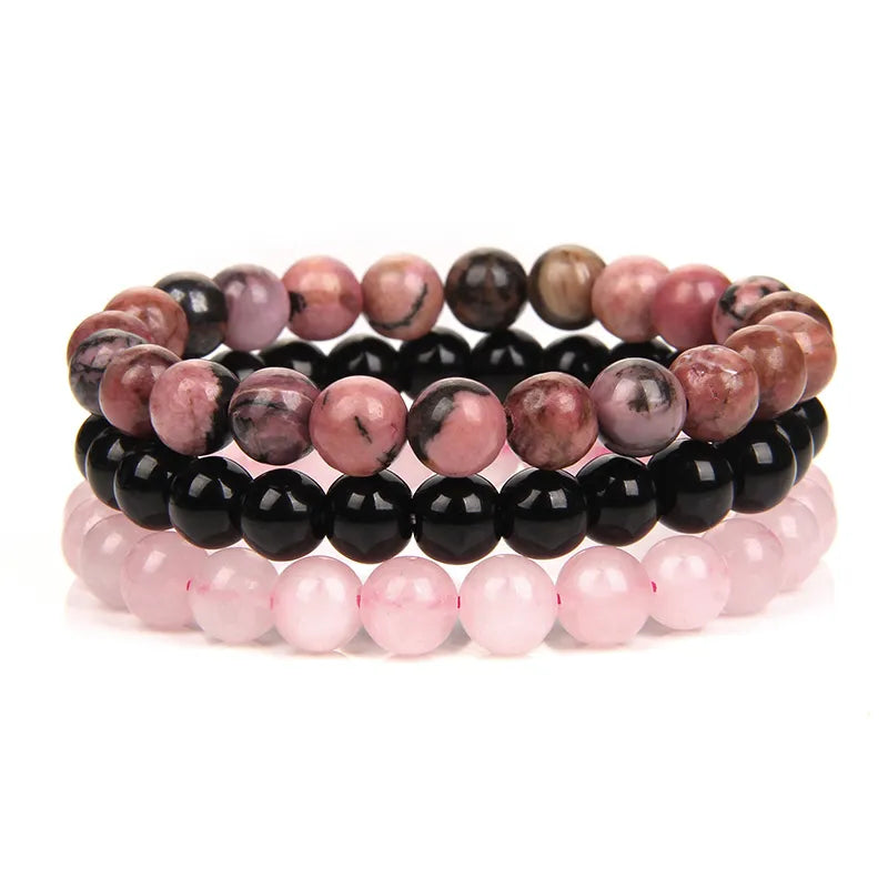 8mm Natural Stone Bracelet Set 3Pcs/set