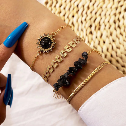 4PCS/Set Boho Geometric Tassel Chain Bracelet