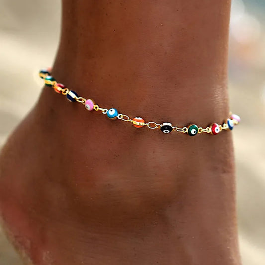 Bohemian Colorful Turkish Eyes Anklets