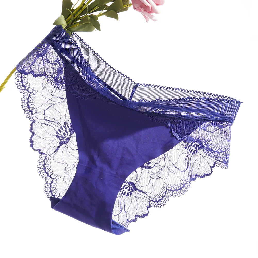 3Pcs/Lot Lace Panties Sets Ice Silk Seamless Underwear