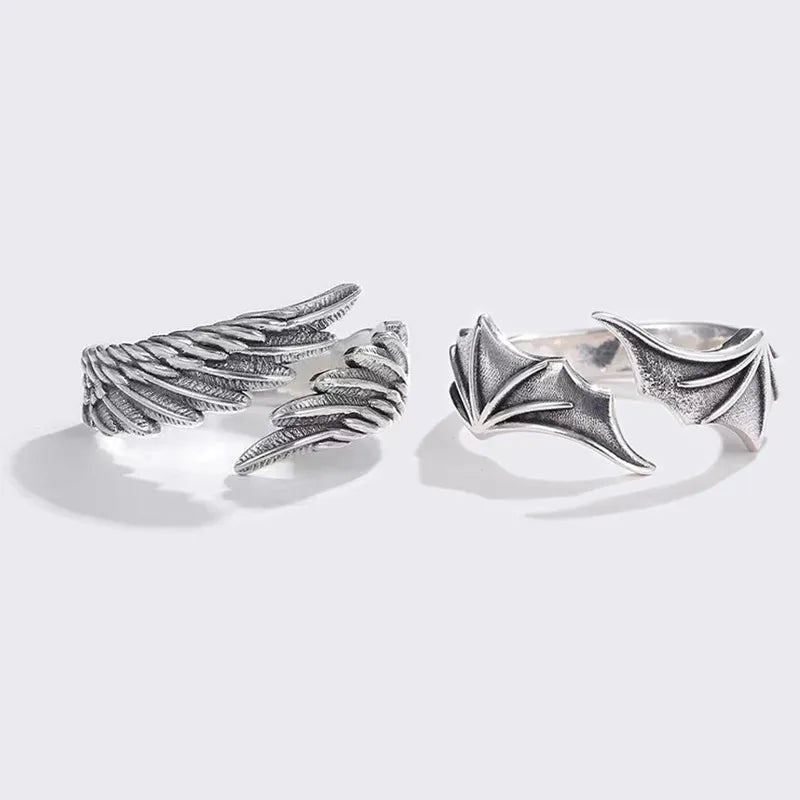 Retro Angel Demon Wing Couples Rings