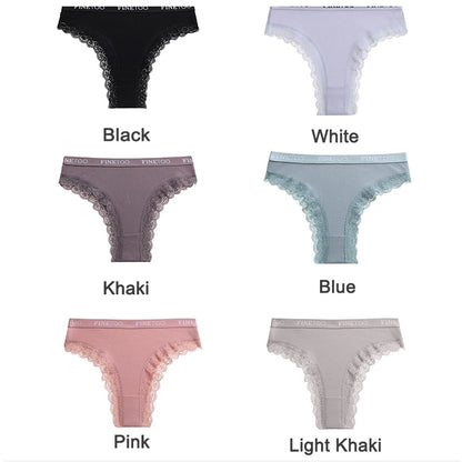 FINETOO Cotton Panties M-2XL Sexy Hollow Out Lace Briefs