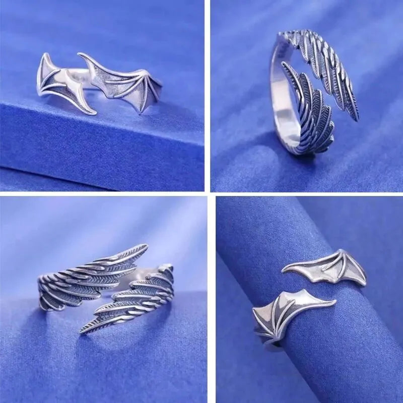 Retro Angel Demon Wing Couples Rings