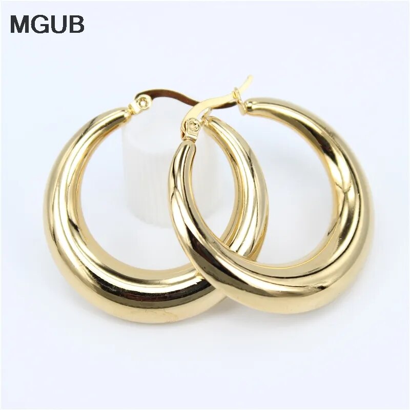 Smooth Exquisite Big Circle Hoop Earrings