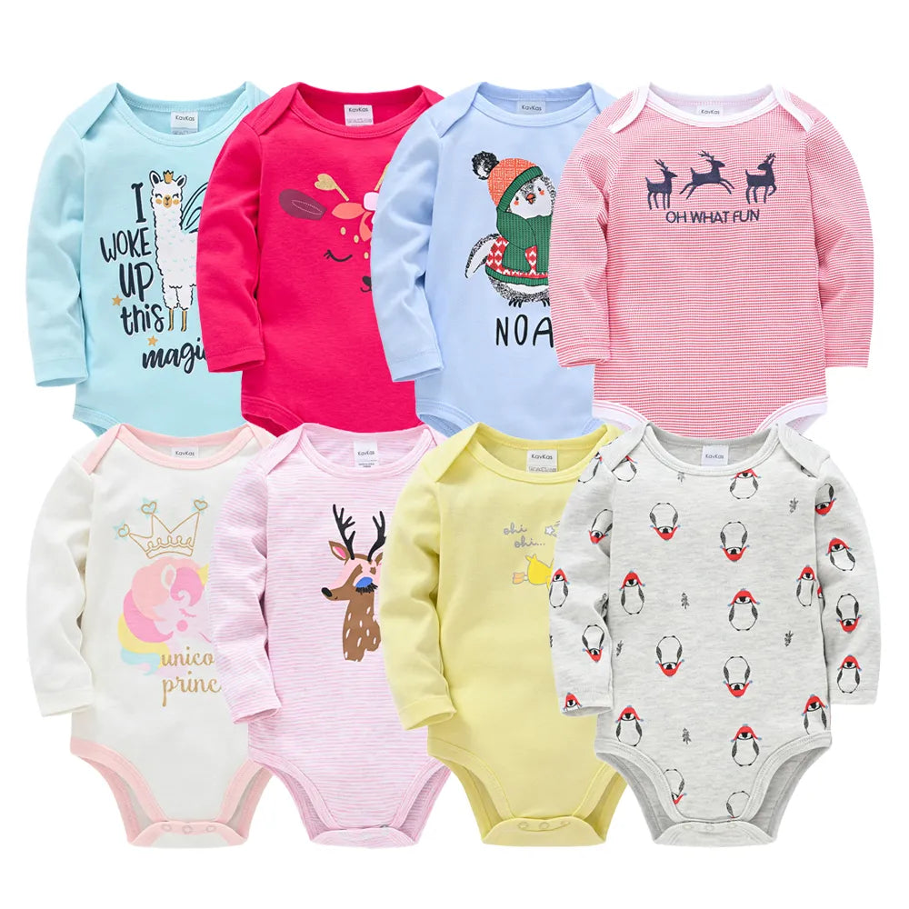 Kavkas Baby Boys Girls Bodysuit 6 PCS 3 PCS Long Sleeve