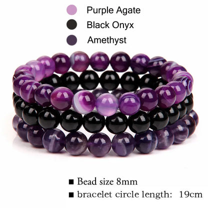 8mm Natural Stone Bracelet Set 3Pcs/set