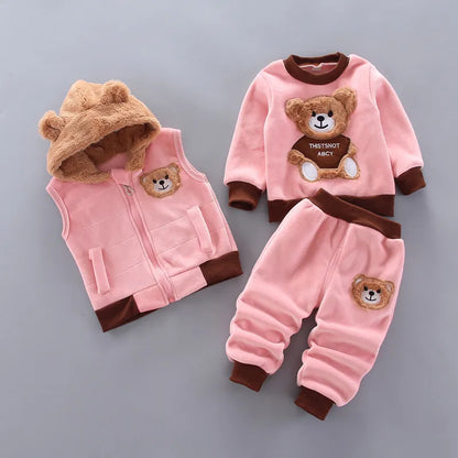 Baby Boys And Girls Clothing Set Tricken Fleece Children Hooded Outerwear