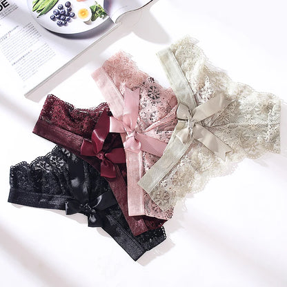 3 Pcs Woman Panties Sexy Lace Thong Underwear Lingerie