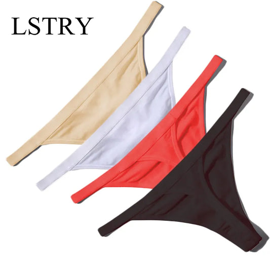 4 Pcs Sexy Cotton G String Thongs Low Waist Seamless Underpants