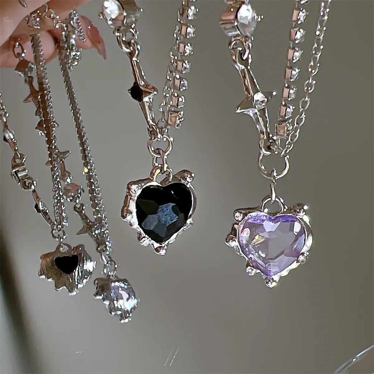 17KM Y2K Crystal Heart Necklace