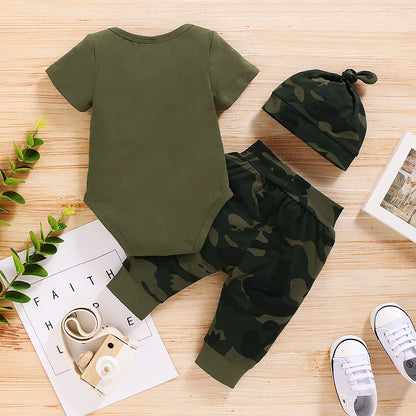 Short Sleeve Bodysuit + Camouflage Pants + Headband Outfit