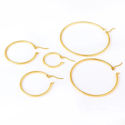 LUXUSTEEL Gold Color Stainless Steel Hoop Earrings