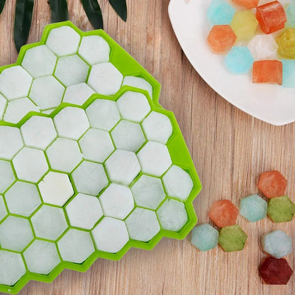 37 Cavity Honeycomb Ice Cube Trays Reusable Silicone Ice Cube Mold BPA Free Ice Maker with Removable Lids