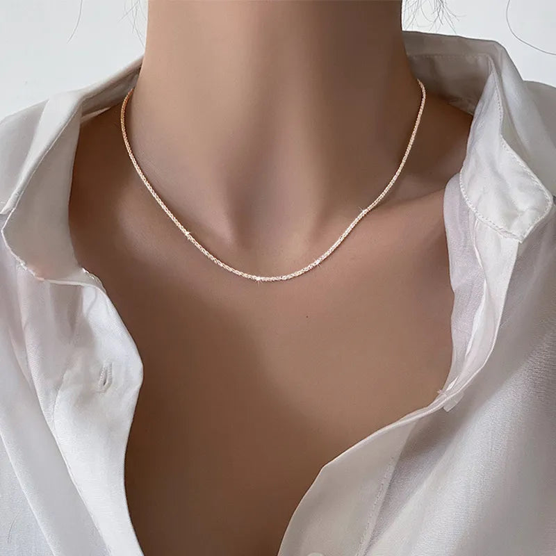 Popular Silver Colour Sparkling Clavicle Chain