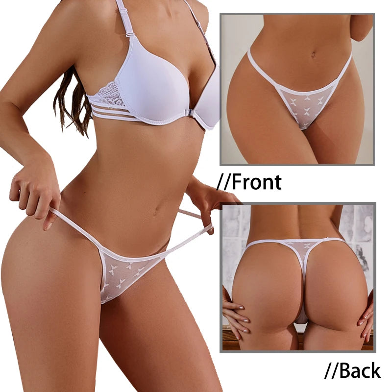 4PCS/Set Sexy Lace Thong Women Low Waist Panties Transparent G String