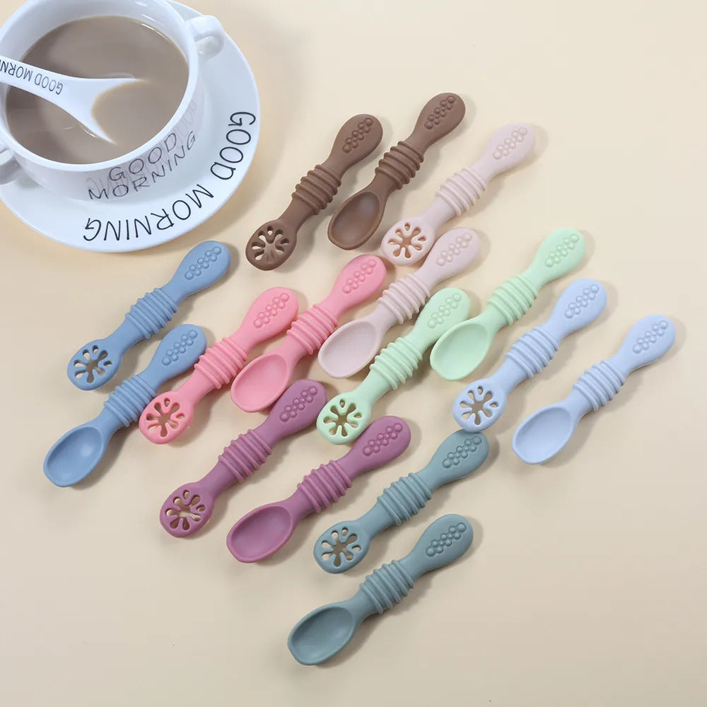 2PCS Cute Baby Learning Spoons Utensils Set