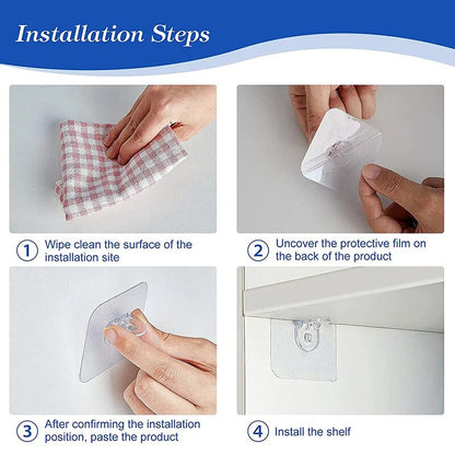 4/10Pcs Adhesive Support Shelf Bracket Non-Perforated Wardrobe Strong Partition Layer Fixed Paste Hook Home Kitchen Accessories