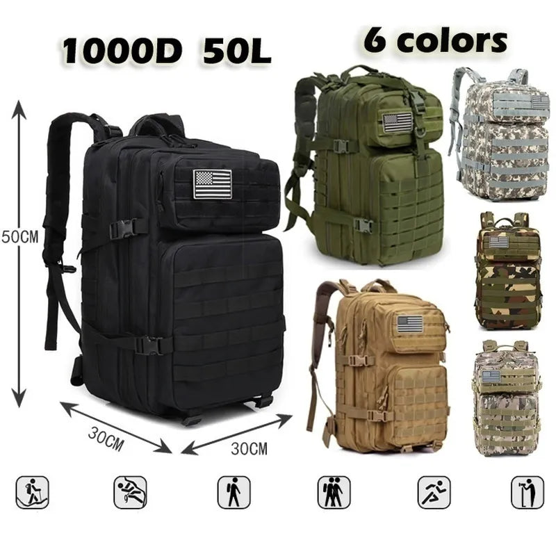 30L/50L 1000D Nylon Waterproof Trekking Fishing Hunting Bag